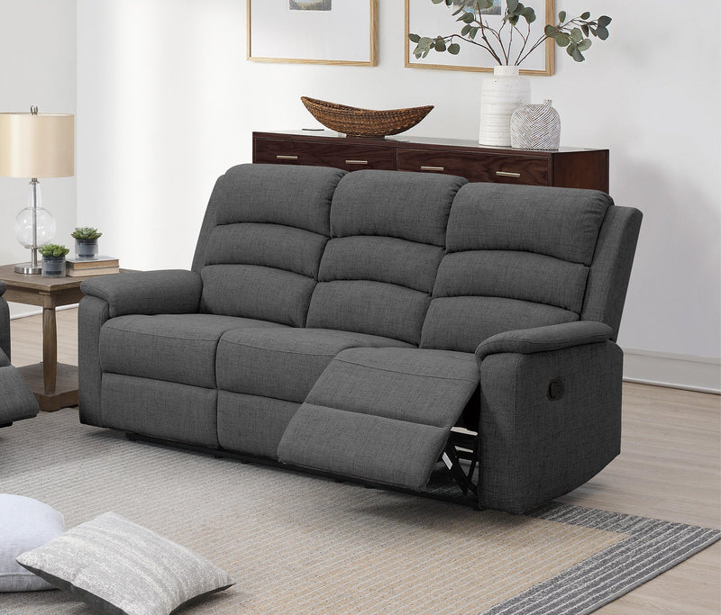 Yonrui Recliner Sofa in Dark Grey Burlap Fabric